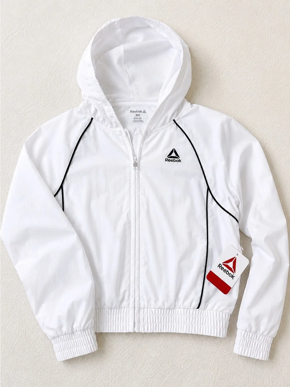 NWT Reebok Girls Breeze Full-Zip Hooded Windbreaker Jacket Lightweight